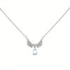 Fairy Zircon Wings Heart Crystal Pendant Necklace For Women Heart Clavicle Chain Choker Fashion Y2K Egirl Emo Jewelry Gifts