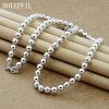 DOTEFFIL 925 Sterling Silver 6mm Smooth Beads Ball Chain Necklace For Women Trendy Wedding Engagement Jewelry Free Shipping