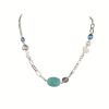 Turquoise & Faux Pearls Choker Necklace Vintage Style Elegant Neck Jewelry Decor