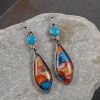 925 Sterling Silver Natural Turquoise Natural Gemstones Earrings Wedding Engagement Bride Jewelry