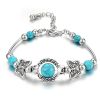 Charm Vintage Jewelry Silver Natural Turquoise Women Girl Butterfly Bracelet Chain Beads Bracelet & Bangle Wedding Gift