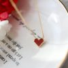 Titanium steel plated 18k gold French love necklace women acrylic peach heart collarbone chain light luxury niche design premium