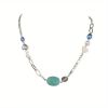 Turquoise & Faux Pearls Choker Necklace Vintage Style Elegant Neck Jewelry Decor