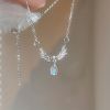 Fairy Zircon Wings Heart Crystal Pendant Necklace For Women Heart Clavicle Chain Choker Fashion Y2K Egirl Emo Jewelry Gifts