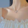 Fairy Zircon Wings Heart Crystal Pendant Necklace For Women Heart Clavicle Chain Choker Fashion Y2K Egirl Emo Jewelry Gifts