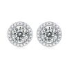 Graduation Round Moissanite CZ Simple 925 Sterling Silver Stud Earrings