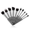 Mini Makeup Brushes Set for Travel - Synthetic, 10 Pieces, Black/Silver