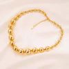 Europe and the United States exaggerated wind transit beads personalized beaded 18K gold necklace stainless steel ins round beads cold hip-hop wind ne