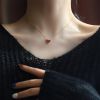 Titanium steel plated 18k gold French love necklace women acrylic peach heart collarbone chain light luxury niche design premium