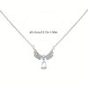 Fairy Zircon Wings Heart Crystal Pendant Necklace For Women Heart Clavicle Chain Choker Fashion Y2K Egirl Emo Jewelry Gifts