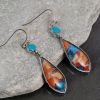 925 Sterling Silver Natural Turquoise Natural Gemstones Earrings Wedding Engagement Bride Jewelry