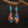 925 Sterling Silver Natural Turquoise Natural Gemstones Earrings Wedding Engagement Bride Jewelry