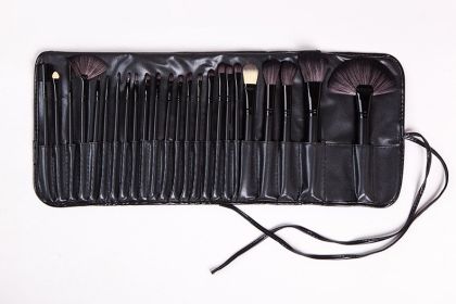 24 PCs Makeup Brush With Horse Hair Black Wood Color Makeup Full Set (Option: Black Nylon Hair)