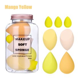 Foreign Trade Makeup Puff 7 PCs Canned Cosmetic Egg Suit Drift Bottle Makeup Sponge Soaking Water Bigger Mini (Option: Drift Bottle Mango Yellow)