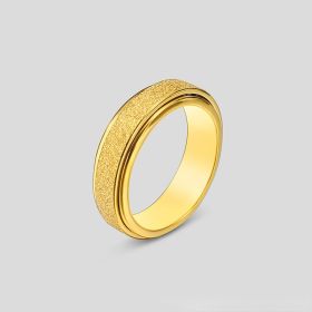 Spinner Ring For Women Men; Anxiety Relief Stainless Steel Golden Silvery Black Rainbow Sand Blast Finish Fidget Ring; Band Wedding Pormise Jewelry (Color: golden, size: 11)