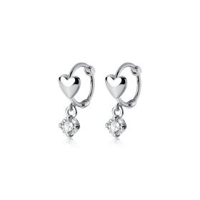 Women's Fashion Sterling Silver Heart Earrings (Color: White Gold)