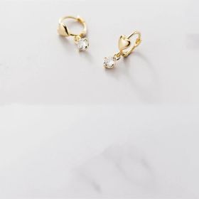 Women's Fashion Sterling Silver Heart Earrings (Color: Gold)