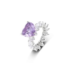 Women's Fashion Colored Zircon Heart Ring (Color: Purple, size: Size 9)