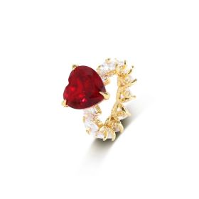 Women's Fashion Colored Zircon Heart Ring (Color: Red, size: Size 7)