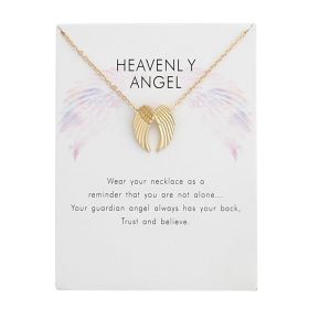 Fashion Jewelry Chain Angel Wings Wings Necklace For Women Style 060 (Color: Gold)