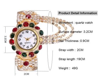 Ladies Diamond Temperament Quartz Watch Fashion Alloy Bracelet Watch (Color: multicolor)
