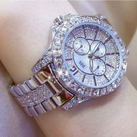 Women Watch with Diamond Watch Ladies Top Luxury Brand Ladies Casual Women Bracelet Crystal Watches (Color: silver)