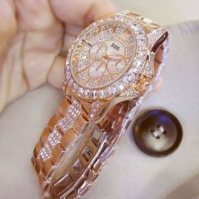 Women Watch with Diamond Watch Ladies Top Luxury Brand Ladies Casual Women Bracelet Crystal Watches (Color: Rose)
