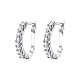 Simple Elegant Women Plated  Silver Gold Hoop Earrings Geometric Earrings Ear Hooks Jewelry (Color: silver)