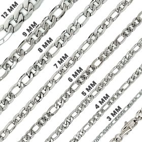 Stainless Steel Figaro Chain Necklace / CHN9500 (Length: 24", Width: 7mm)
