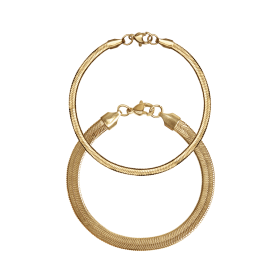 18k Gold PVD Coated Stainless Steel Herringbone Chain Bracelet / BRJ9082 (Length: 6.5", Width: 5.5mm)