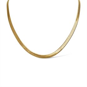 18k Gold PVD Coated Stainless Steel Herringbone Chain Necklace / CHN9771 (Length: 18", Width: 3mm)