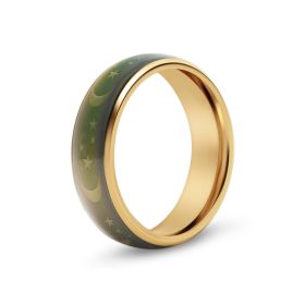 18k Gold PVD Coated Mood Band With Stars And Moons Stainless Steel Ring / CFR9011 (size: 6)