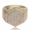 Plated Gold Ring For Men Full Inlaid Zircon Cubic Geometric Square Signet Ring Man's Engagement Wedding Ring Marriage Jewelry Gift