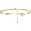 Turandoss Heart Initial Ankle Bracelets for Women; 14K Gold Filled Handmade Dainty Layered Anklet Letter Initial Heart Ankle Bracelets for Women Beach