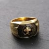 Golden Plated Cross Ring For Men Black Onyx Carved Faith And Strength Ring Jesus Bible Cross Religious Ring Gothic Punk Retro Vintage Prayer Ring