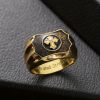 Golden Plated Cross Ring For Men Black Onyx Carved Faith And Strength Ring Jesus Bible Cross Religious Ring Gothic Punk Retro Vintage Prayer Ring