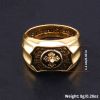 Golden Plated Cross Ring For Men Black Onyx Carved Faith And Strength Ring Jesus Bible Cross Religious Ring Gothic Punk Retro Vintage Prayer Ring